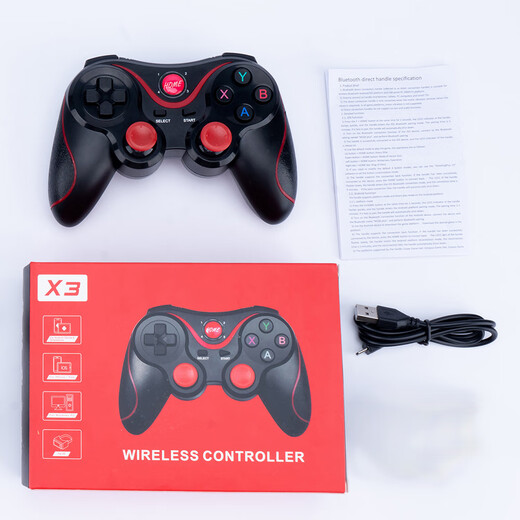 AIRWORLD Mobile Phone Wireless Bluetooth Game Controller Directly Connected to Android IOS Apple System Mobile Game King of Glory Chicken Game Controller Black X3 Controller + USB Receiver (Bracket Included)