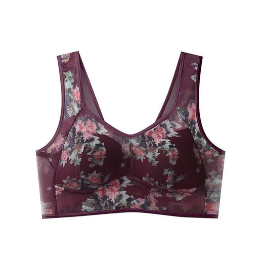 FR.YH.ZH Lianmanni middle-aged and elderly unbreasted underwear lace sports beautiful back push-up no rims big breasts small bra blue 4L140-160Jin Jin equals 0.5 kg