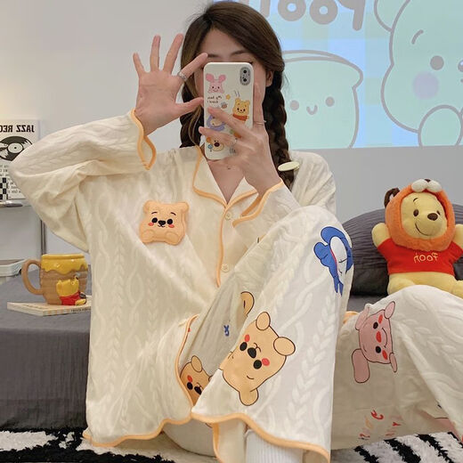 黎尚朵月子服夏季薄款产后s风网红新款睡衣春秋款开1衫薄款长袖长裤宽 9207叮当猫 M 建议80-1斤