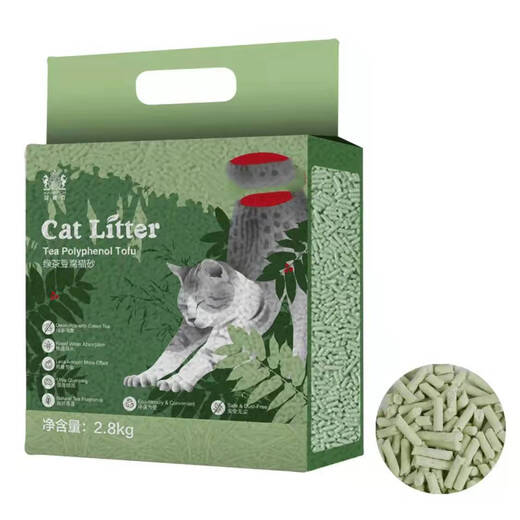 Navik Green Tea Tofu Cat Litter 6L Green Tea Flavor Cat Litter Tofu Sand Low Dust Remover and Easy to Gather Pet Cat