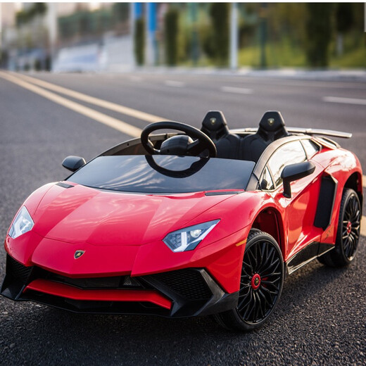 Cooperate with Lamborghini children's electric car four-wheeled with remote control baby toy sports car can sit on the stroller red Bluetooth + fast charging + alloy shell lithium battery