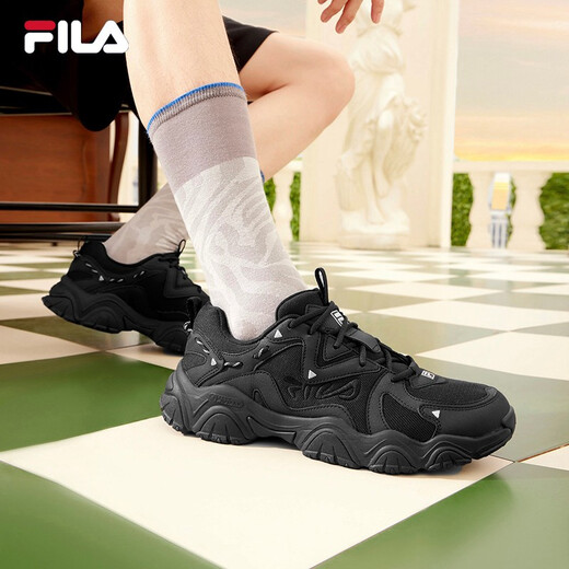 FILA 斐乐猫爪鞋4代男鞋复古老爹鞋时尚休闲运动鞋透气厚底鞋猫爪6 黑-BK （猫爪4） 42