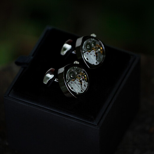 GIEVES CHARLES limited edition French heart-shaped movement gear cufflinks men's rotatable button cufflinks silver