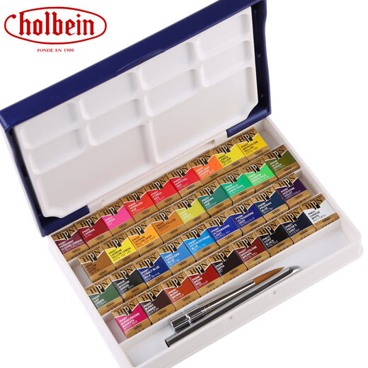 Holbein Japan Holbein Aquarellkünstler, feste Aquarellpigmente, 36 Farben (PN698) – Einzelbox, kostenloses Baohong-Aquarellpapier 32K/10 Blatt