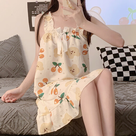 Ours commandant filles robe nocturne dame étudiante d'été Internet célébrité veste robe mignon sweet ins style robe pyjamas 5009 # petit ours m 160