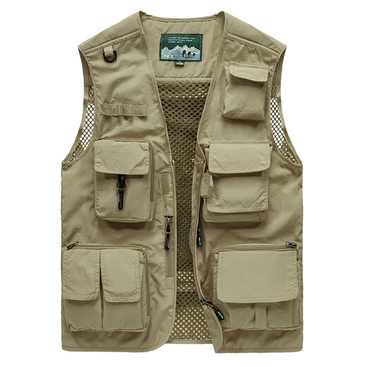 
JP Spring, summer and autumn thin men's vest multi-pocket quick-drying mountaineering photography jacket 9898 9898 khaki L (suitable for 125 Jin [Jin equals 0.5 kg]-140 Jin [Jin equals 0.5 kg])