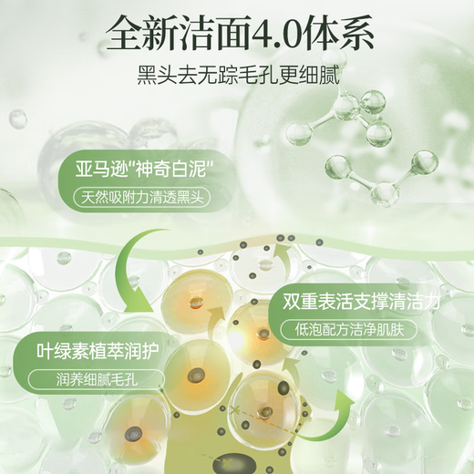 BUV Chlorophyll Amino Acid Facial Cleanser for Men and Women Deep Cleansing, Shrinking Pores, Remove Blackheads, Delicate Cleansing Mud Buy 2 Get 1 Free
