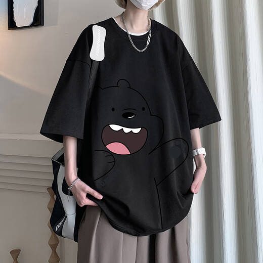 Camiseta de manga corta de algodón puro yanyi 230G para hombres en un verano a media manga americana americana rosa de manga media de mangas [recomendado 100-120Jin [Jin iguala 0.5 kg]]]]
