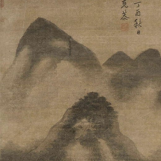 
The ancient landscape painting scroll of Gaoke Gongyun Mountain in Yuan Dynasty literati replica antique painting Chinese hanging paintings Yuan Huang Gong looking at the secluded residence of the rocks and valleys 12240 30X80 cm (spraying painting heart size) Mounted antique color scroll (Xuanxiu