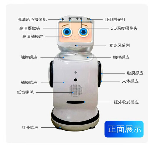 君宝在线AI小宝三宝Temi大型服务机器人迎宾接待讲解问答互动远程控制 全新小宝智能机器人商用+商用软件+投影版银色 官方系统+支持在线升级