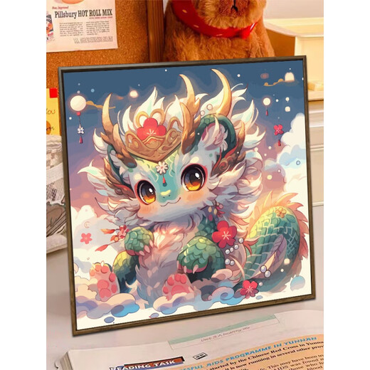 
The year of the Dragon is difficult 2025 new national trend year of the Dragon digital oil painting DIY fill color painting hand-painted oil color dress hy12529 High-gloss pigment + oil canvas + multiple brushes + wall hanging j
