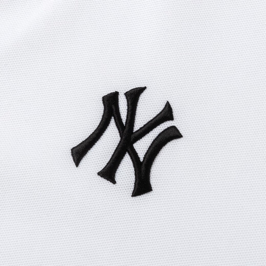 Major League Baseball (MLB) official basic short-sleeved POLO shirt, fashionable, casual, loose, contrasting lapel T-shirt for men and women 3APQB0243 New York Yankees/Ivory XS160/84A