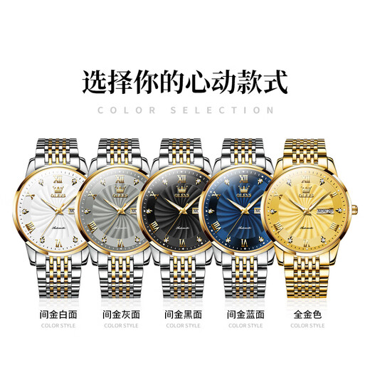 Olevs Swiss Certified Brand Watch Herren Mechanical Watch Luminous wasserdicht vollautomatisch Herren Uhren Business High-End Watch Herren Olevs-6630-Steel-Gürtel Vollgold