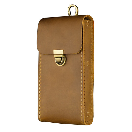 Kangaroo first layer cowhide belt bag for men genuine leather belt bag hard cowhide waist bag pure cowhide large screen smartphone bag black single layer small (16.5x8) cm pack 1