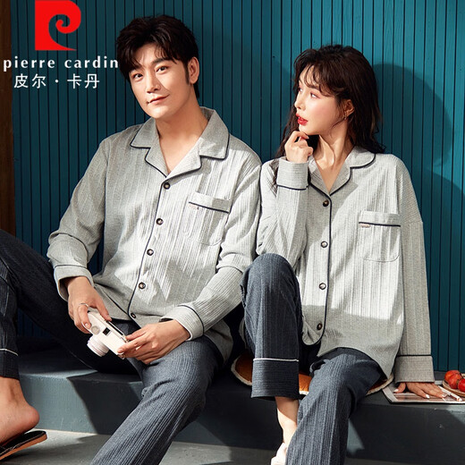 Pierre Cardin 2024 Herbst und Winter Neues Paar Pyjamas Langarmes Einfache koreanische Version reines Baumwoll lässig Lock