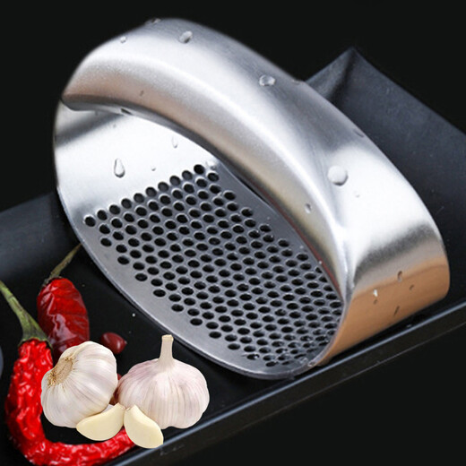 Garlic press artifact stainless steel garlic masher Japanese manual household garlic squeezer garlic pourer garlic press no opener curved 430 stainless steel garlic press