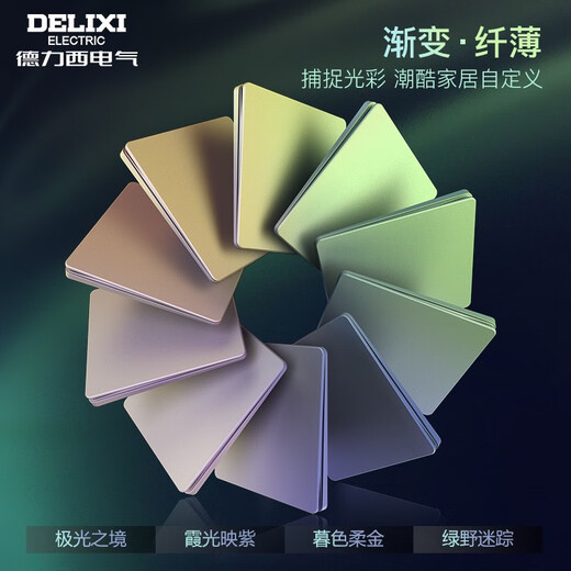 德力西（DELIXI）开关插座浅金绿DE898炫彩面板暗装一开电器插座超薄开关86型通用 Type-c+USB五孔插座
