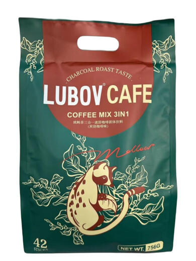 Lubov Lubov aus Malaysia importiert, Lubov Drei-in-Eins-Instantkaffee 756G Holzkohlekaffeegeschmack enthält 42 Streifen 18G Holzkohlekaffeegeschmack 756G 1x42x18g