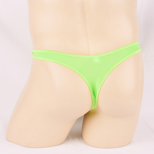 Ye Zimei men's transparent ice silk underwear ultra-thin sexy U-convex temptation thong double-sided buckle low-waist sexy underwear men's T-pants 4066 fruit green one size