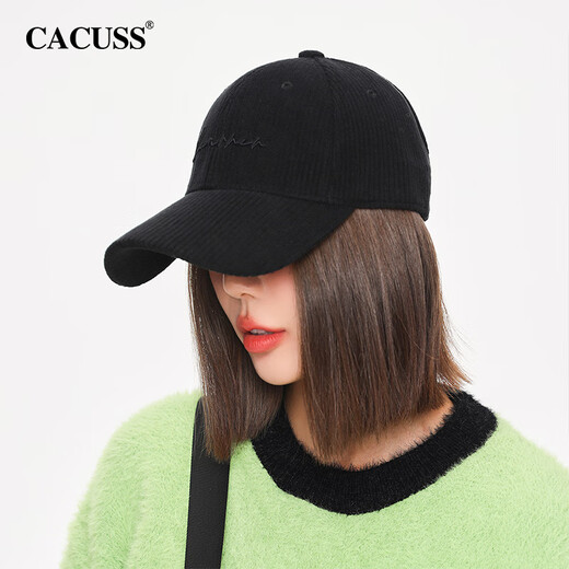 CACUSS hats for men and women in autumn and winter, warm baseball caps with face, small dopamine, versatile peaked caps BQ230696, black, one size fits all, 57-59CM