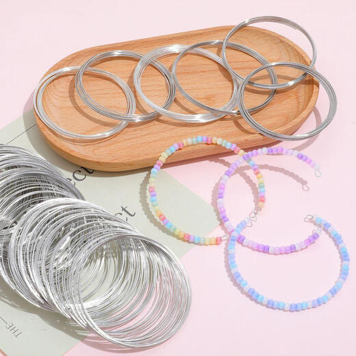SNQP DIY handmade jewelry accessories bracelet ring collar ring ring steel wire memory steel wire bracelet necklace 0.6mm thick 6cm diameter silver 10 pack