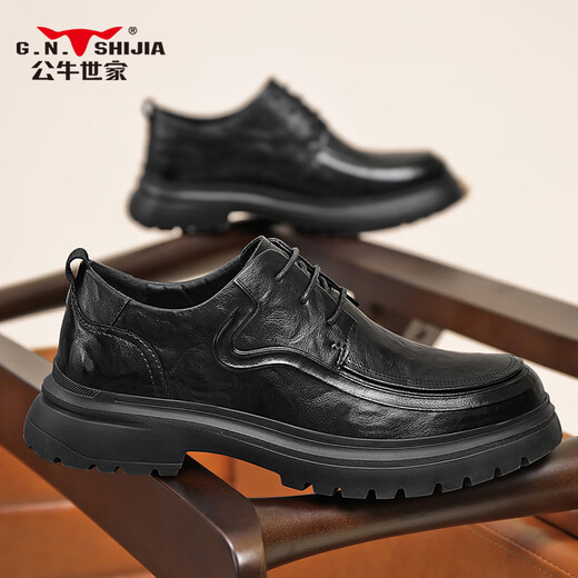 Bull family men's shoes 2025 autumn and winter new British style business casual leather shoes large toe heightening formal shoes men's wedding shoes