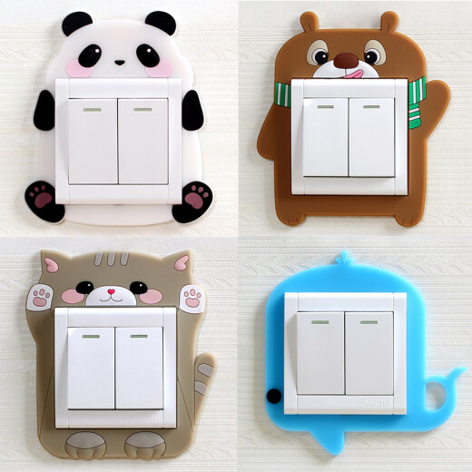Luxchic 4-pack cartoon luminous switch sticker switch protective cover living room bedroom European light socket decorative cover