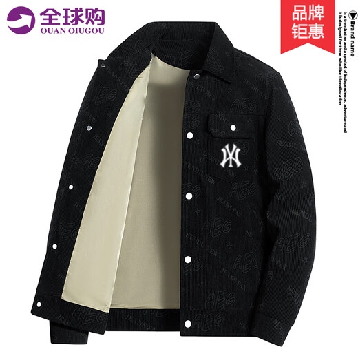 PHIELIERPS official trendy brand casual jacket for men in autumn and winter Korean style printed handsome lapel high street jacket baseball uniform top for men Khaki - Spring and Autumn (NE01) XL (recommended 130-150Jin Jin is equal to 0.5kg)