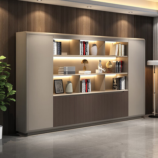 Guan Mu E0 level environmental protection high-end chairman's desk president's desk minimalist boss desk office furniture complete set 2.8 meters table + leather electric chair + 3.6 meters filing cabinet