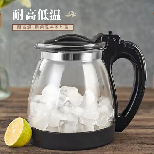 Glass teapot large capacity household teapot heat-resistant tea set kettle tea water separation flower tea filter tea brewing 2000ml black