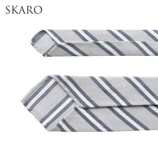 SKARO [linen cotton fusion mulberry silk] suit tie men's business formal suit suit diagonal stripes gray and white twill SKM841 ordinary suit