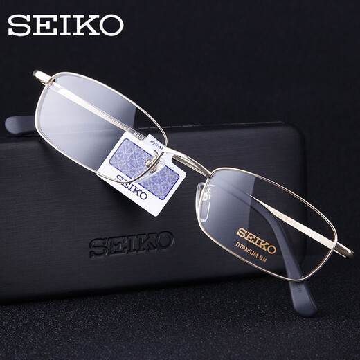 Cadre de lunettes Seiko, Cadre de lunettes complètes commerciales pour hommes, titane pur, myopie et verres, cadre d'objectif en titane ultra-léger, H01046, Silver 02 Single Frame (avec boîtier miroir de boîtier miroir)