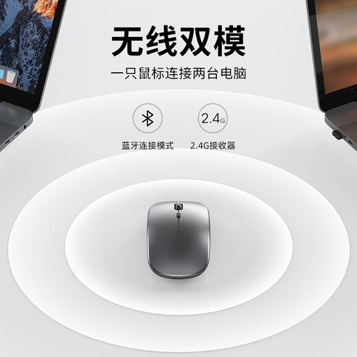 Мышь GGCHG подходит для беспроводной мыши Huawei. Двухрежимная аккумуляторная бесшумная офисная мышь с Bluetooth, легкая эргономичная мышь, подходящая для мыши ASUS HP, серебристая, световая, звуковая, офисная, перезаряжаемая модель, 2,4G + двухрежимная модель Bluetooth.