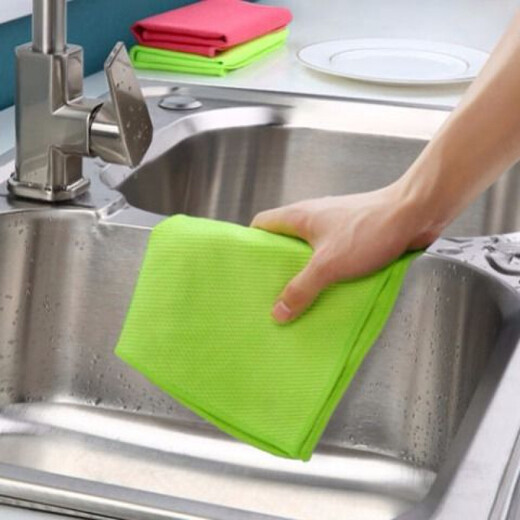 Carole fish scale rag thickened and enlarged rag kitchen large dishwashing handkerchief glass scouring pad cleaning cloth hotel dishwashing 4 pieces 50*40cm