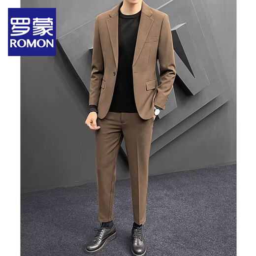 Luo Meng Autumn and Winter Casual Suit Jacket Men's Korean Slim Small Suit Jacket Trendy High-End Handsome Formal Top Black Single-piece Suit XL