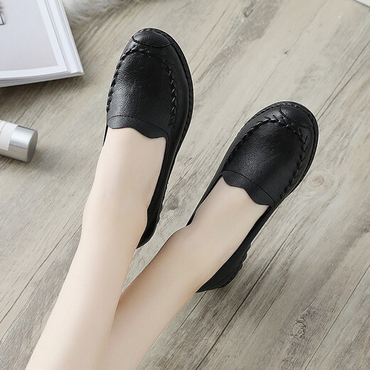 Han Xuefei (HanxueFeizi) Frühlings- und Herbst-Mutter-Schuhe Single Schuhe Lederschuhe Weiche Sohle bequem