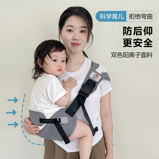 
Xinmanyue baby strap big baby turban front-heeling baby-hugging magic tool for children aged 1-3 years old, simple one-shoulder strap to carry the baby waist protection strap (black) One size 19kg-25kg