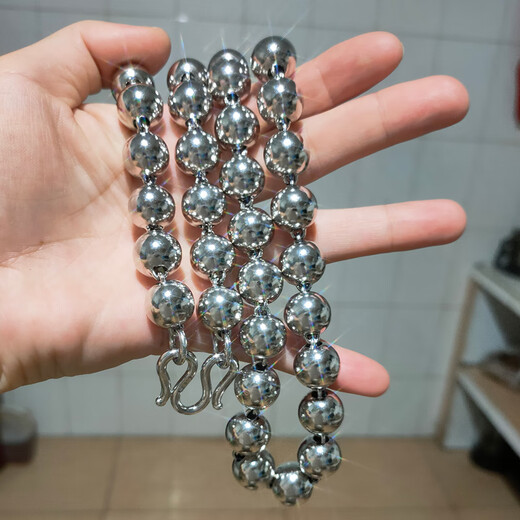 Fat Donglai same style platinum necklace men's platinum pt950 silver-wrapped 999 ball laser beam classic 6mm diameter ball chain about 45g*55cm#p