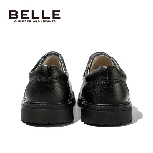 Belle shoes for boys leather shoes cowhide student performance shoes for boys performance shoes for spring and autumn single shoes for middle-aged children black 34