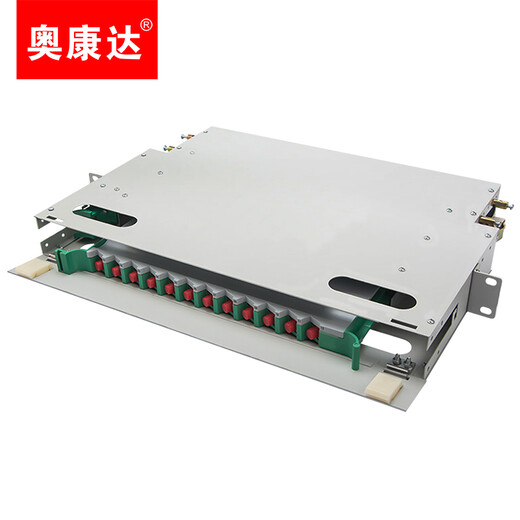 奥康达 电信级SC FC LC ODF光纤配线架单模加厚抽拉式机架式熔纤盘终端盒熔接盘光纤法兰盘 12154 FC12芯12口ODF光纤配线架