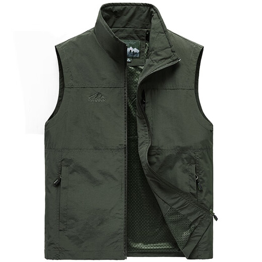 JP多口袋马甲男士休闲立领背心马夹速干9908 军绿色 M(适合110斤-125斤)