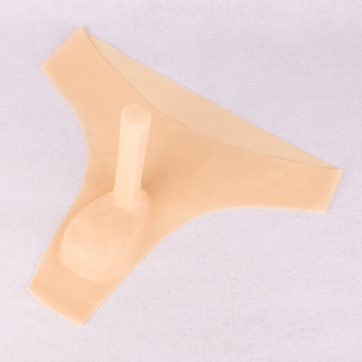 男士透明乳胶内裤性感带套丁字裤男情趣内裤益阳裤囊袋一片式安全裤4008 肉色