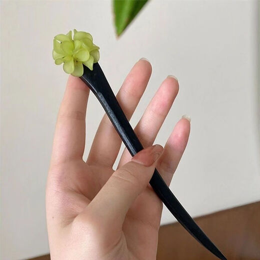 Green orchid headdress, wooden hairpin, hair ornament, ball head, Chinese style cheongsam accessories, tea dress hairpin, gift for wife on Chinese Valentine's Day, 1 piece of gardenia flower
