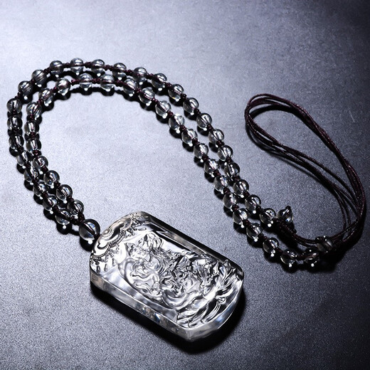 MARDOTG white crystal natal Buddha pendant for men, twelve zodiac signs, natal year amulet necklace, gift for women, rabbit, Manjusri - with bead chain