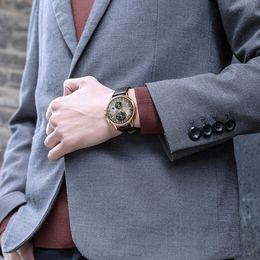 CITIZEN watch men's Japanese and Korean watch light kinetic energy radio wave three-eye sun display belt business New Year gift AT8113-12H