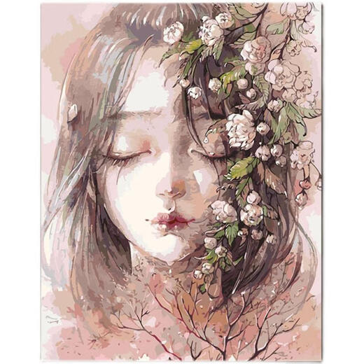 Mppmck Fan Xiangdiy digitales Ölgemälde maßgeschneidertes Schlafzimmer Animation Animation handgefertigtes Farbmalerei Öl Farbendekoration Malerblatt Make-up X11976 60*75 bestelltes innerer Rahmen Hoch definitions Lichtfarbe Malmalerei + Schönheit