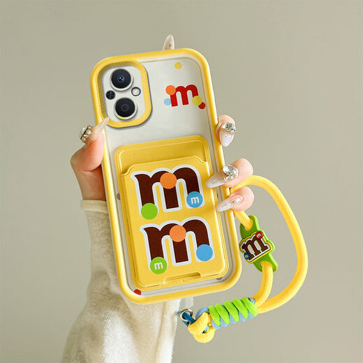Peno oppoA96 mobile phone case PFUM10 protective case matte full cover anti-fall silicone painted soft shell men and women cartoon cute card bag type protective case [Bo card bag] Kulomi + hand rope A96