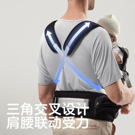 KUB baby waist stool baby strap two-in-one breathable lightweight shock-absorbing and anti-slip outdoor baby-holding artifact universal four seasons four seasons - waist protection and breathable-Xiayun Gray