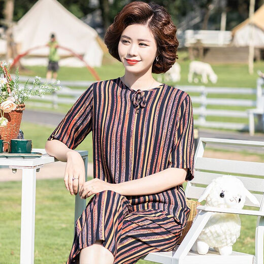 安梦影棉绸中老年女装中袖棉绸套装大码中老年夏季衣服女时尚妈妈装两件 橄榄绿 9226 25 3xl 1-140斤