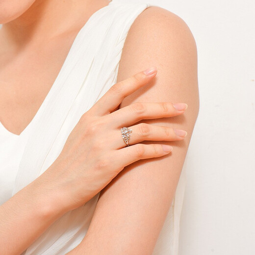 Yuan Shengfu's new PT950 crown imitation diamond platinum ring, women's platinum ring, adjustable, live and shiny, 3.50g